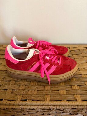 adidas Gazelle Suede Sneakers in Red and Hot Pink